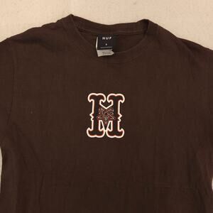 HUF Thrasher Crew Neck Long Sleeve Graphic T Shirt Mens Size Small S Brown